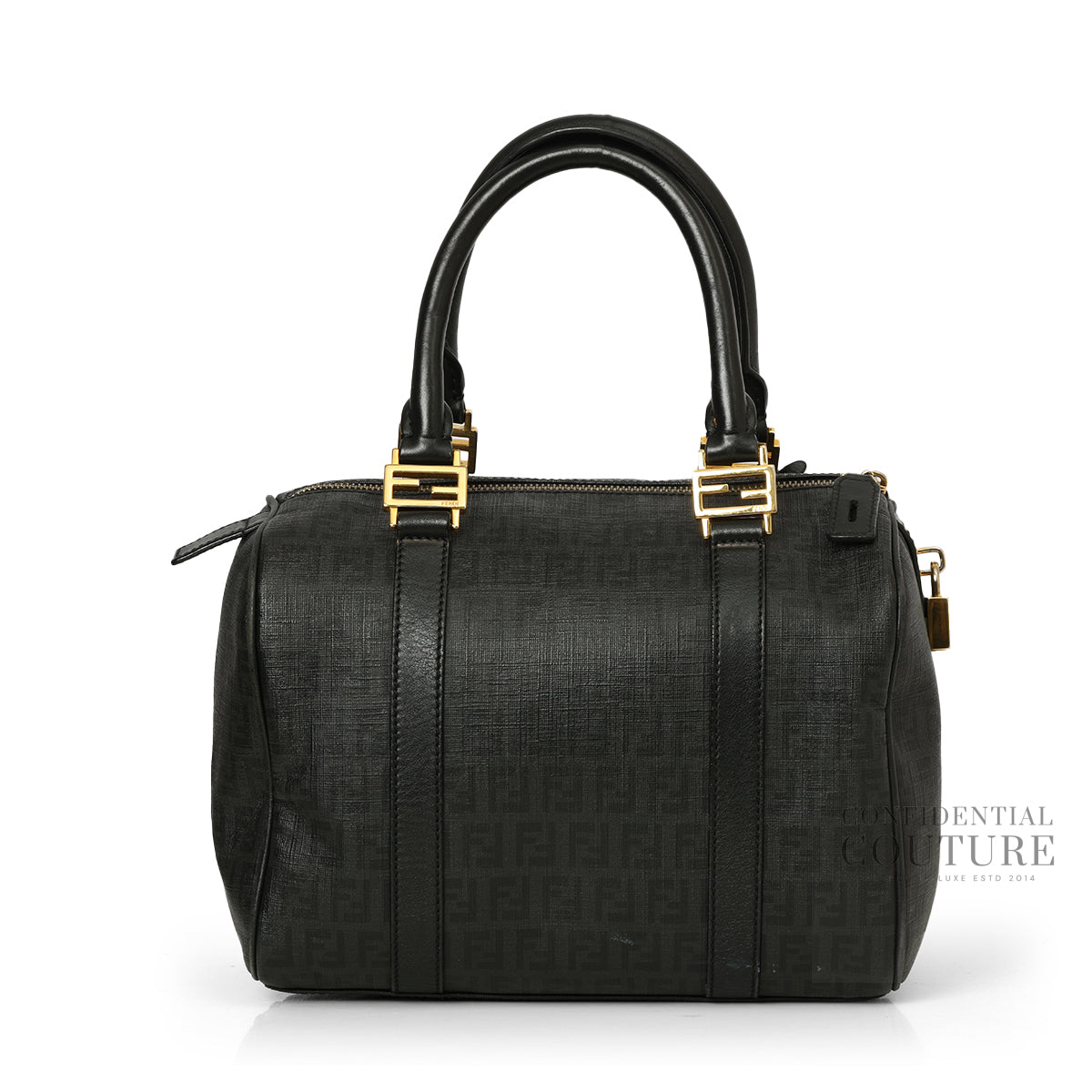 Black Noccino Zucchino Spalmati Coated Canvas Forever Bauletto Boston Bag