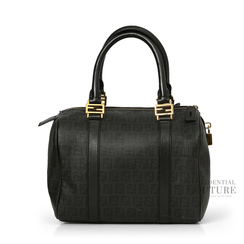 Black Noccino Zucchino Spalmati Coated Canvas Forever Bauletto Boston Bag
