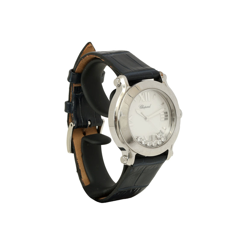 Happy Sport White Dial 36mm With 7 Floating Diamonds Watch