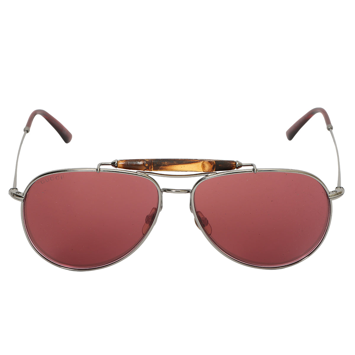 Bamboo & Metal Pink Tinted Lens Aviator Sunglasses