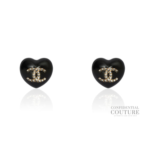 Black Heart Resin Earrings