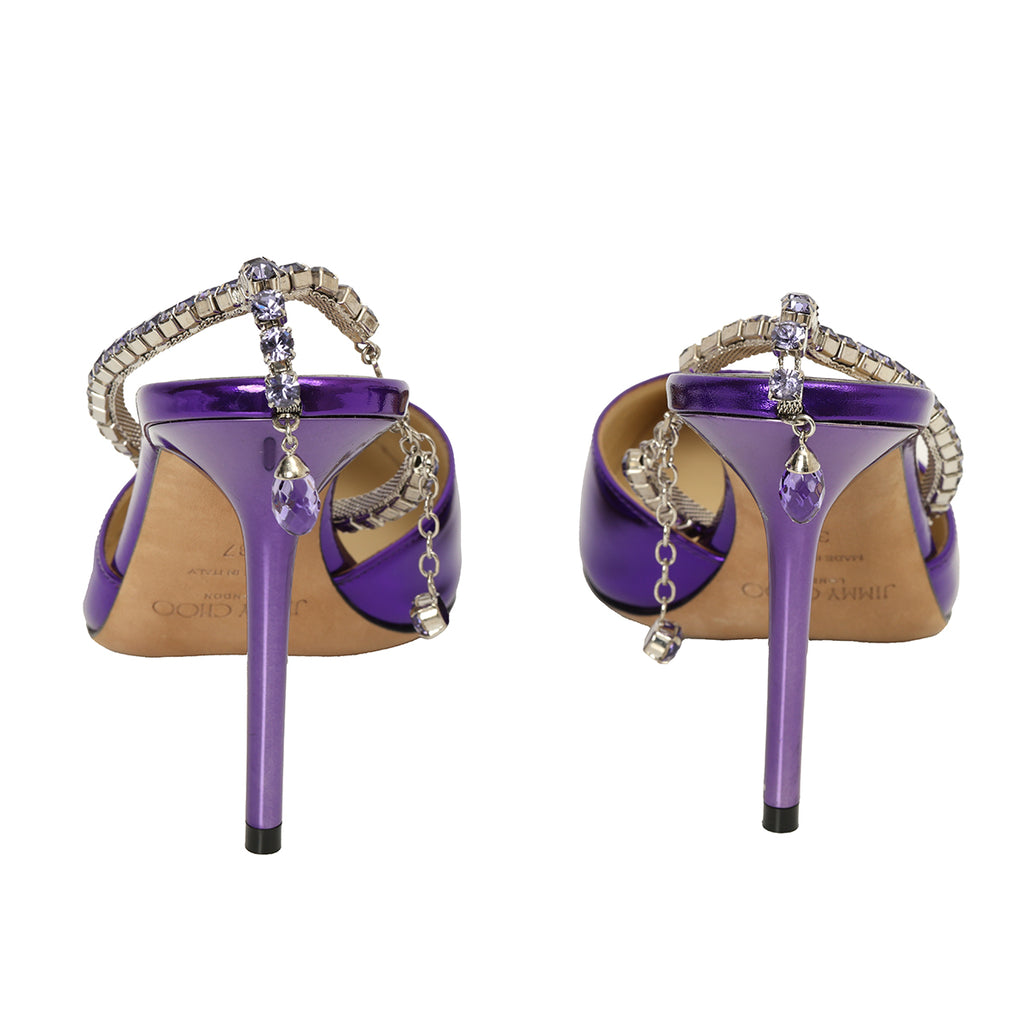 Shop Preloved Jimmy Choo Metallic Purple Saeda 100 Pumps 37 100