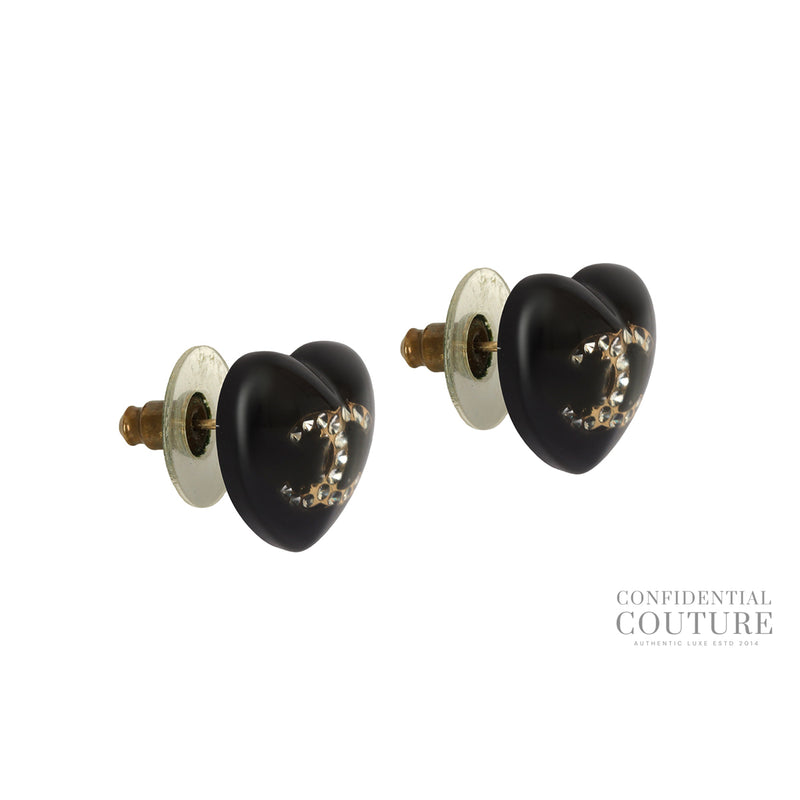 Black Heart Resin Earrings
