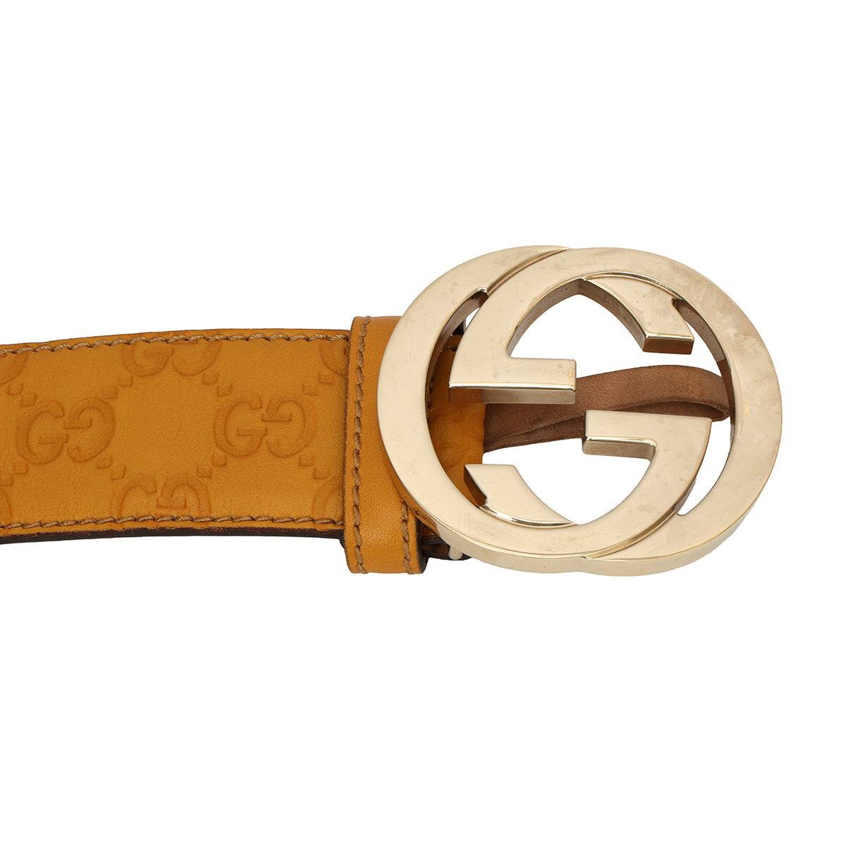 Mustard Belt with Interlocking GG Buckle 34