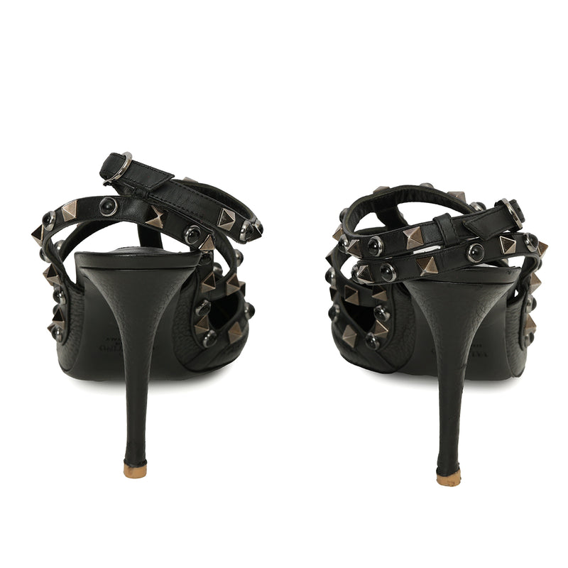 women Valentino Garvani Black Rock-Studded Stilettos - 39.5