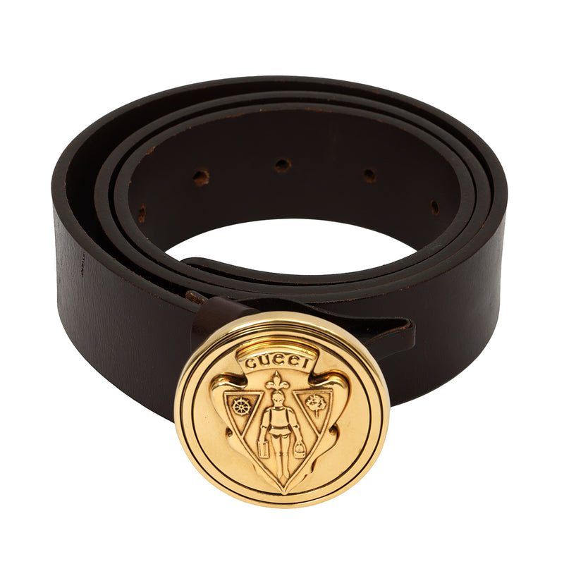 Brown Leather Hysteria Buckle Belt 34"