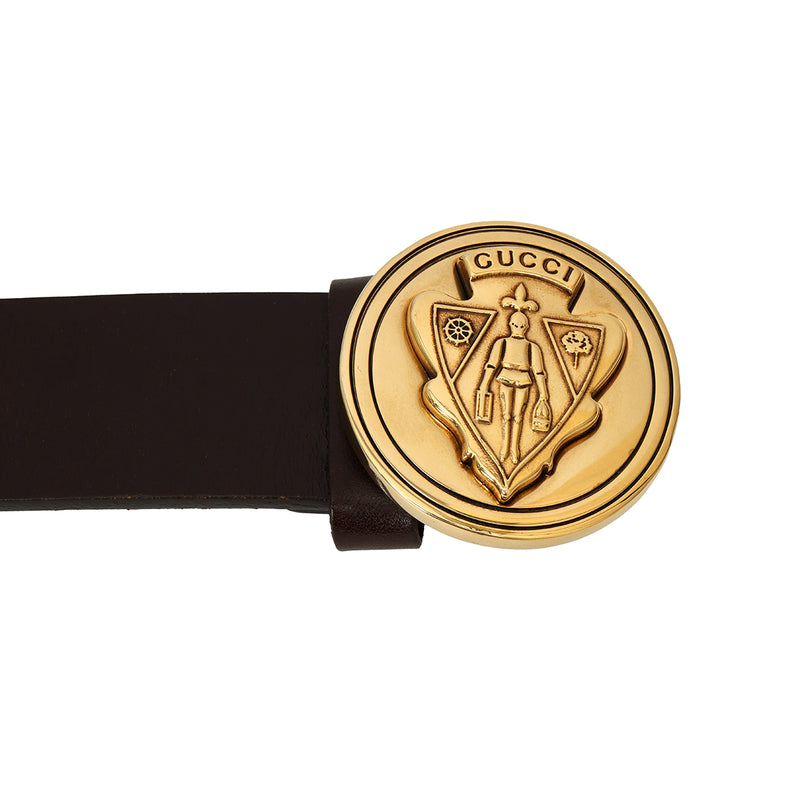 Brown Leather Hysteria Buckle Belt 34"