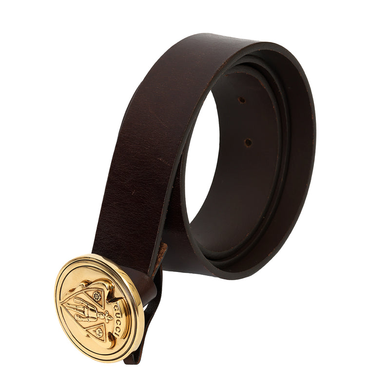 Brown Leather Hysteria Buckle Belt 34"