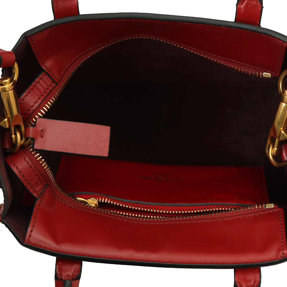 Small Red Vlogo Walk Calfskin Tote Bag