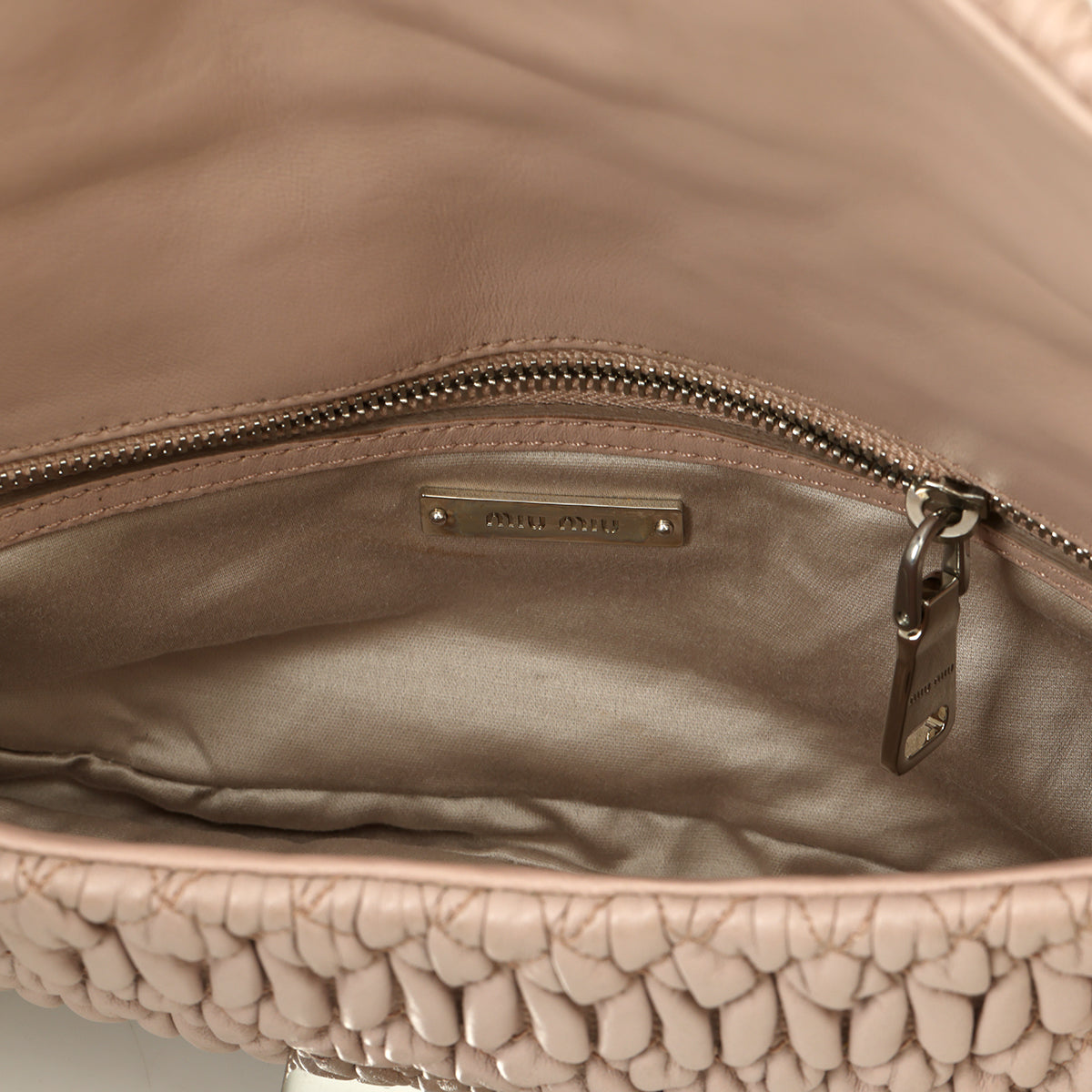 Nude Pink Iconic Crystal Cloquè Small Bag with Silver Hardware