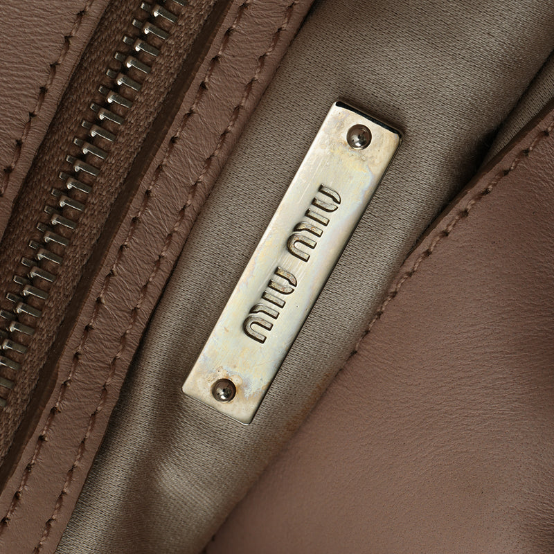 Nude pink Iconic Crystal Cloquè Small Bag with Silver Hardware