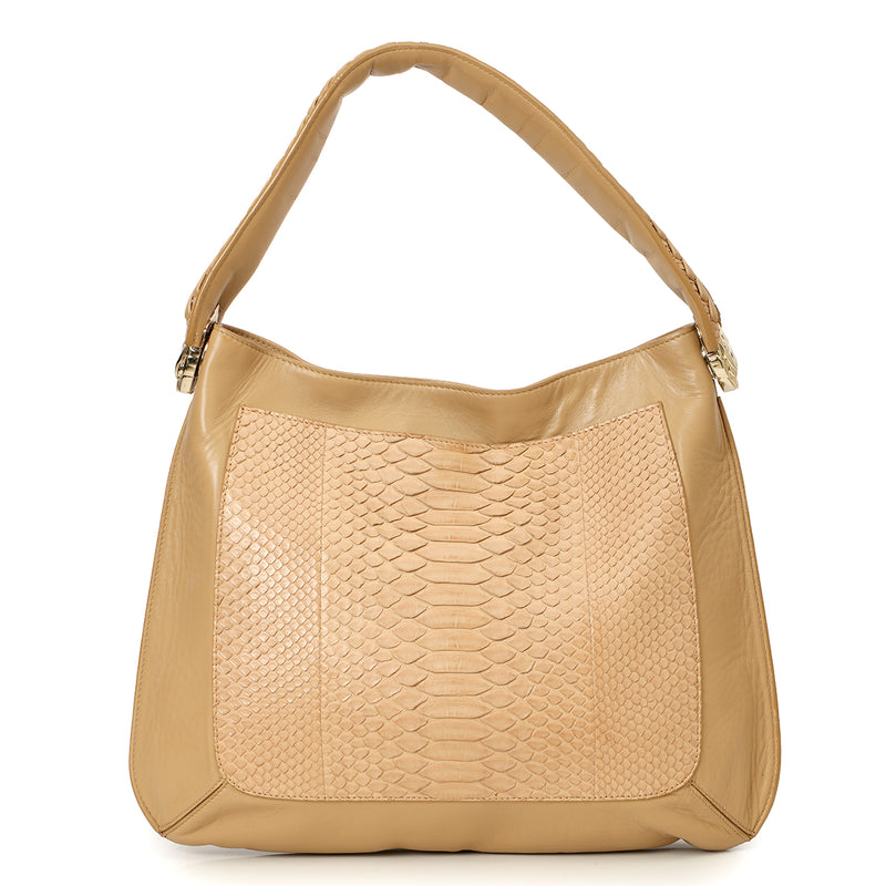 Women Roberto Cavalli Nude Python Braided Hobo Bag