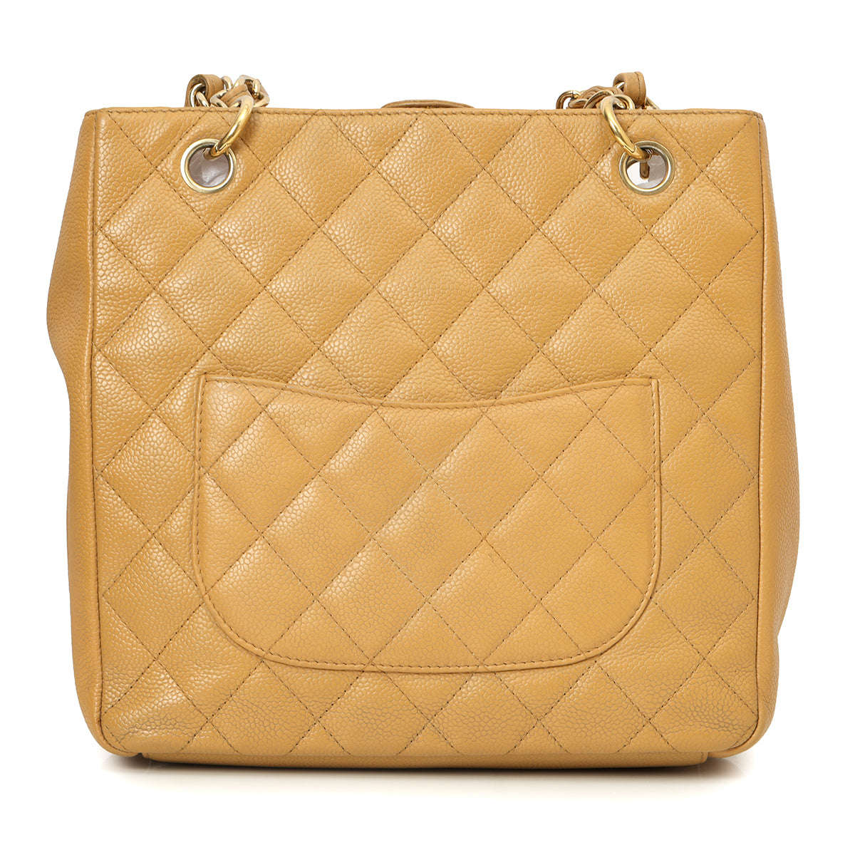 Tan Caviar Petite Shopping Tote