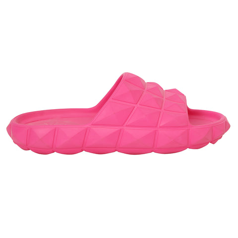 Roman Stud Turtle Pink Slides in Rubber EU 39