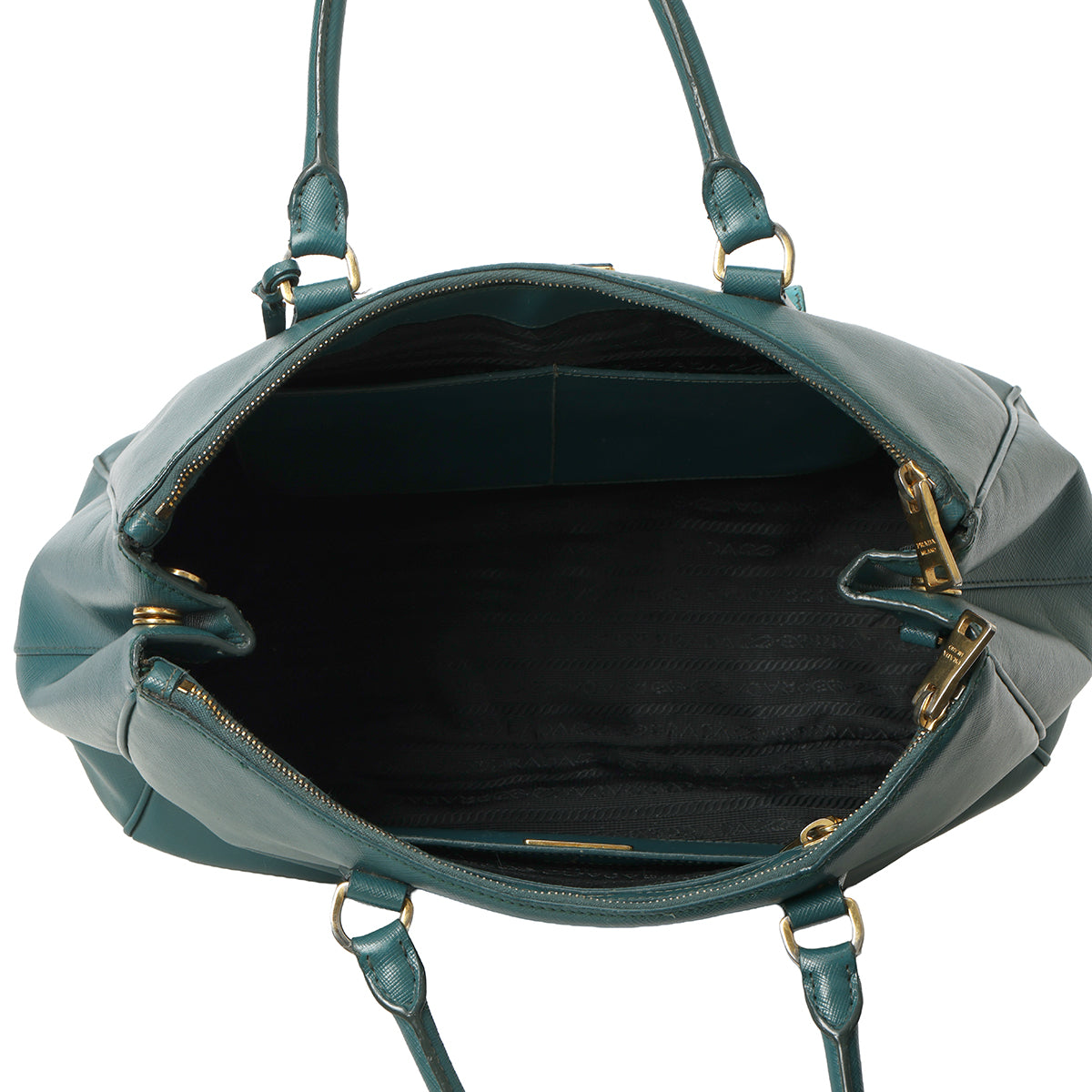 Green/Turquoise Bi-Color Saffiano Lux Leather Pocket Tote Bag