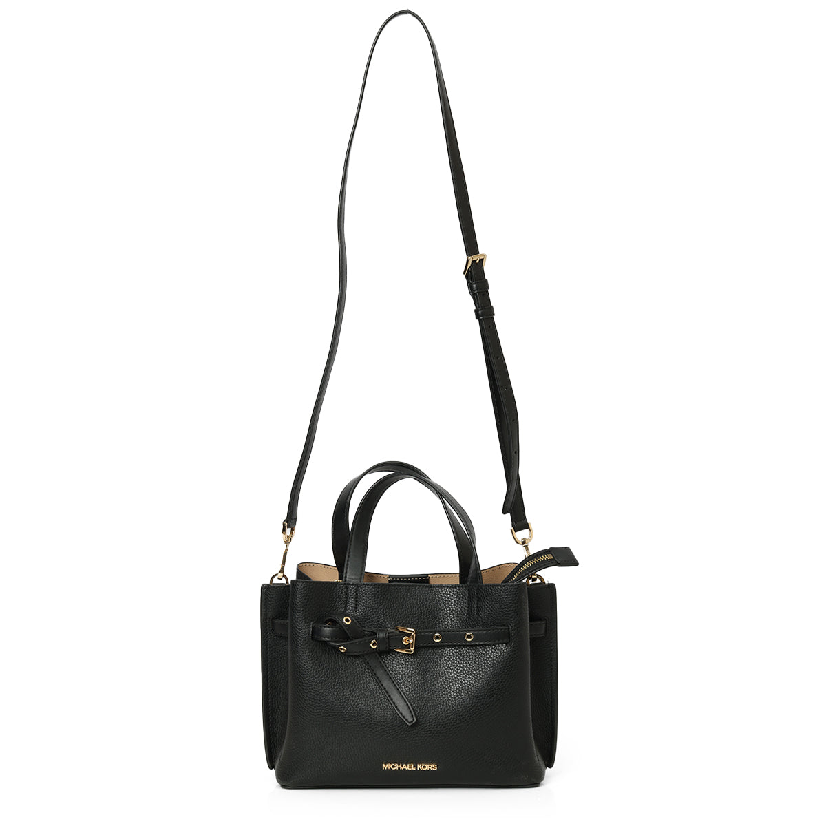 Black Emilia Small Pebbled Leather Satchel