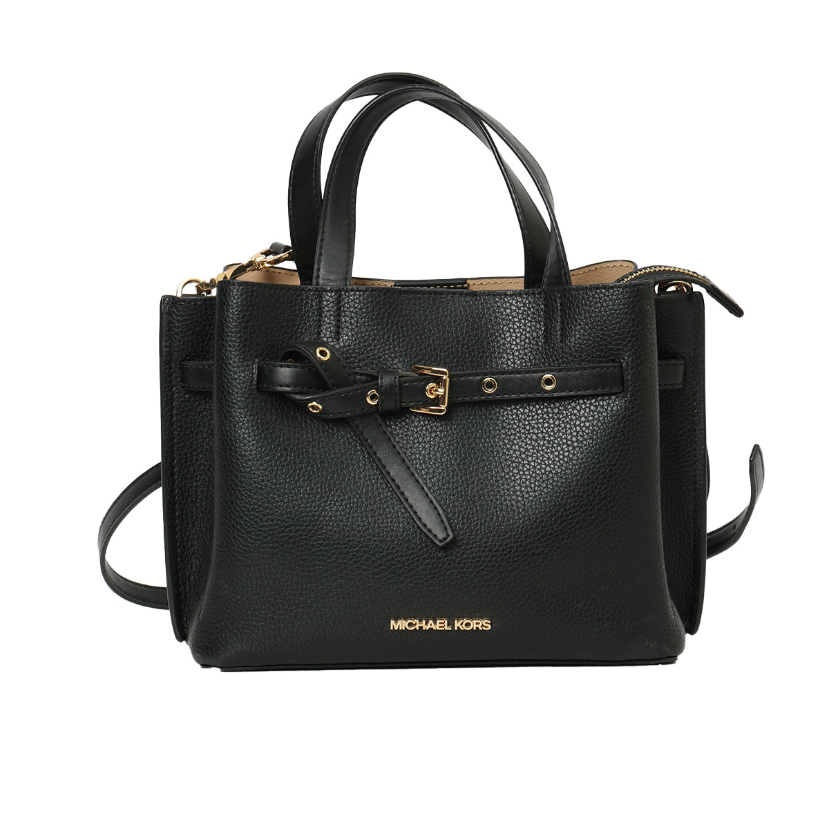 Black Emilia Small Pebbled Leather Satchel