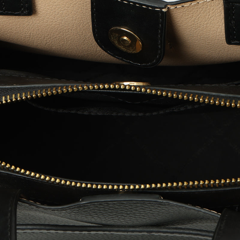 Black Emilia Small Pebbled Leather Satchel