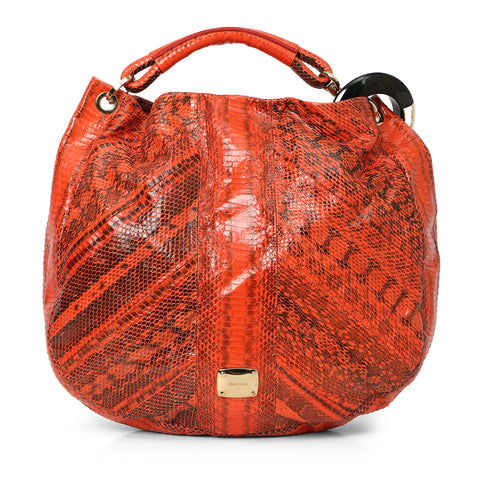 Orange & Black Python Leather Sky Hobo Bag