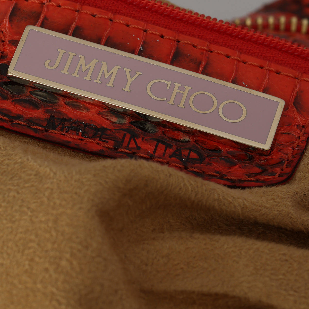 Orange & Black Python Leather Sky Hobo Bag