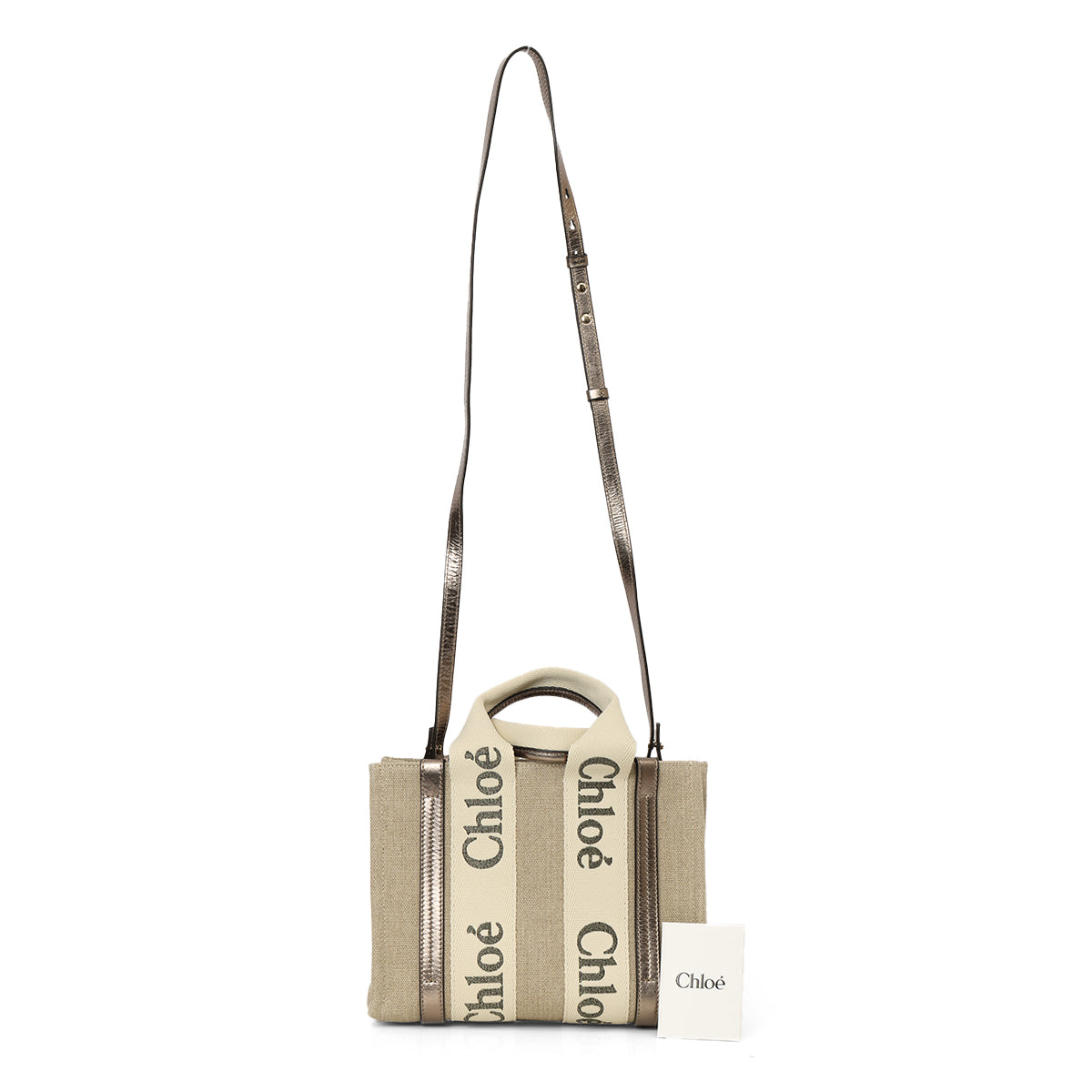 Beige Shopping Woody Small Tote Bag