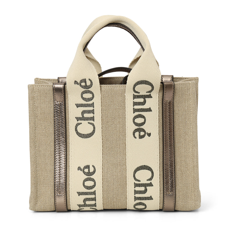 Pre-loved Chloe Beige Shopping Woody Small Tote Bag
