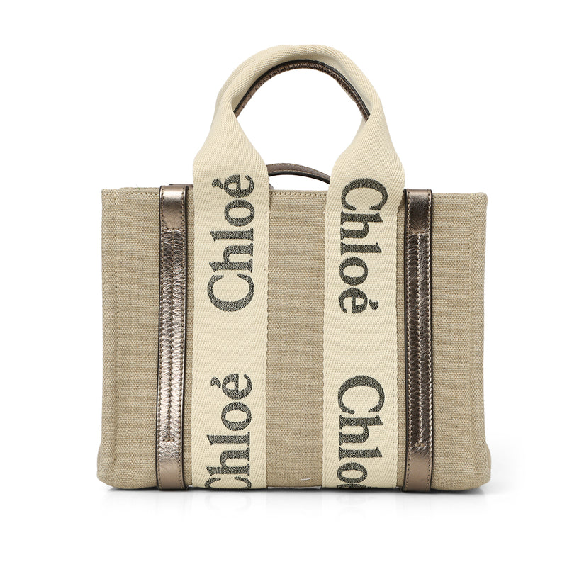 Pre-loved Chloe Beige Shopping Woody Small Tote Bag