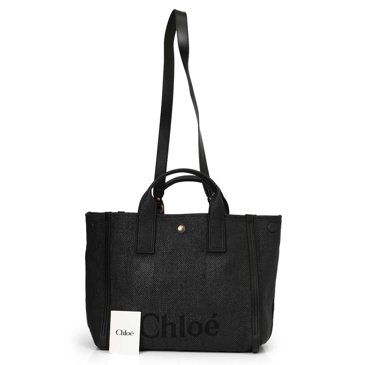 Black Carry Tote Bag In Canvas- Large
