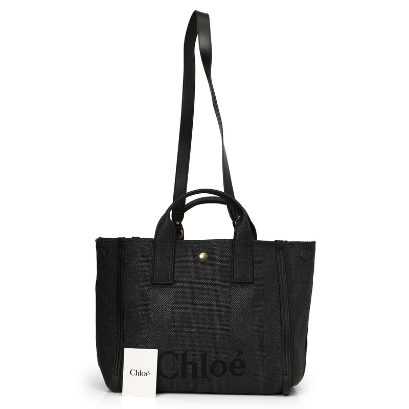 Black Carry Tote Bag In Canvas- Large