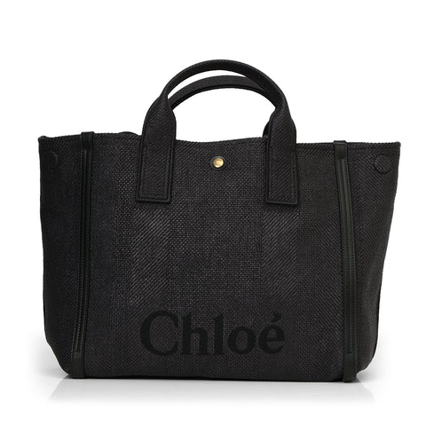 Black Carry Tote Bag In Canvas- Large