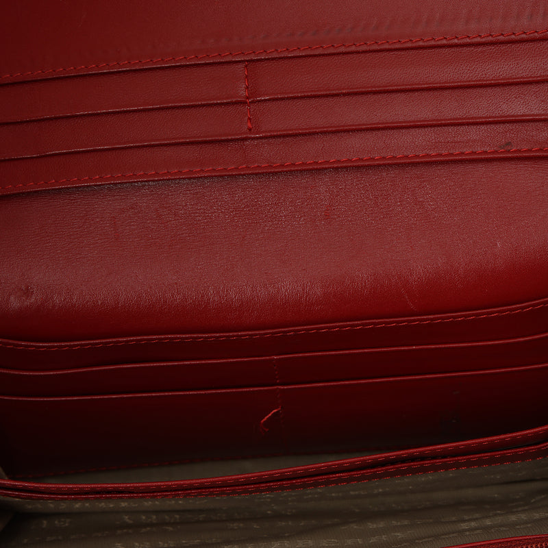 Haymarket Check Pattern Beige & Red Leather Continental Wallet