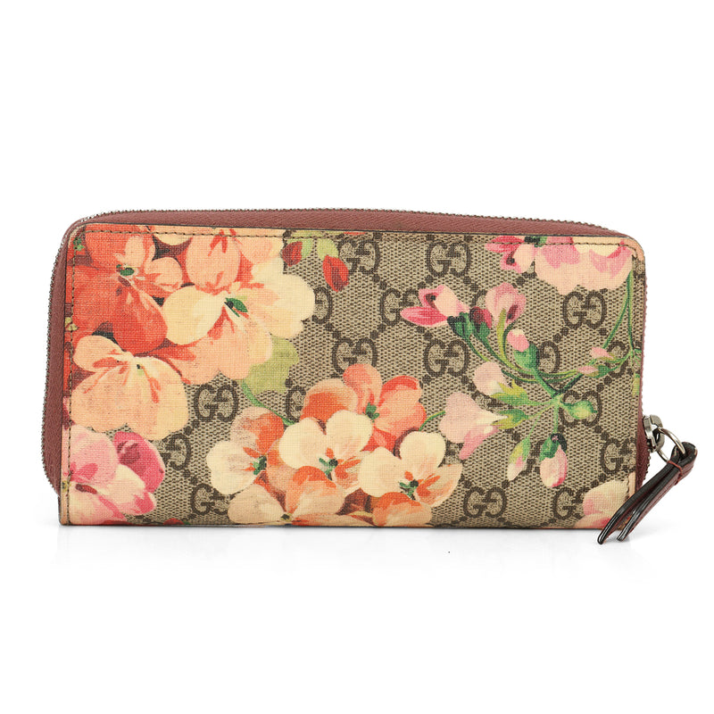 GG Blooms Maroom Zip Around Wallet
