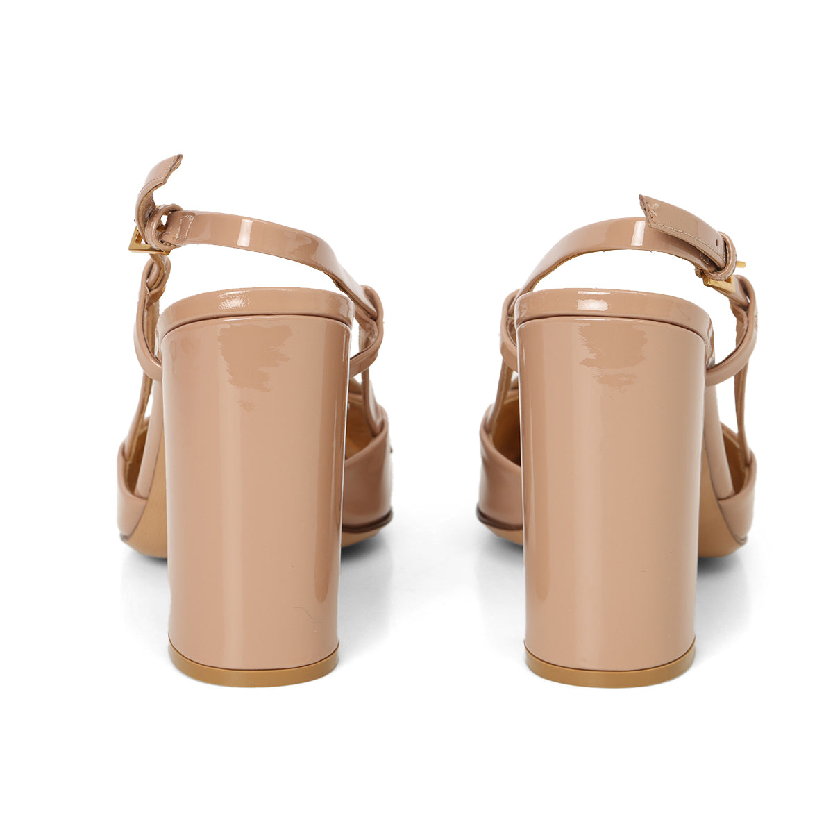 Nude Rose Rockstud Accents Patent Leather Slingback Pumps- EU 36