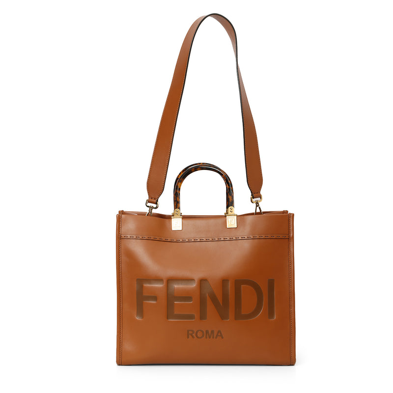 Pre-loved Fendi Sunshine Medium Brown Calf Leather Tote bag