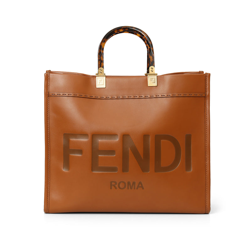 Women Fendi Sunshine Medium Brown Calf Leather Tote bag