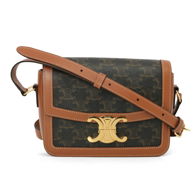 Celine Teen Trionphe Bag In Triomphe Canvas And Calfskin