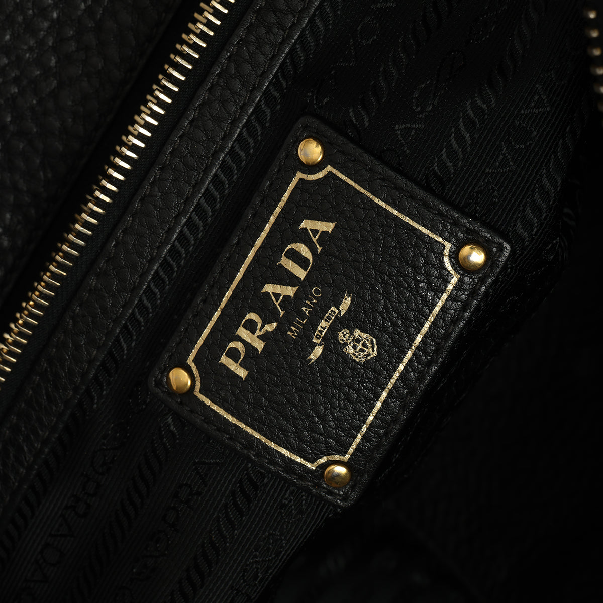 Black Pebbled Leather Chain Tote Bag