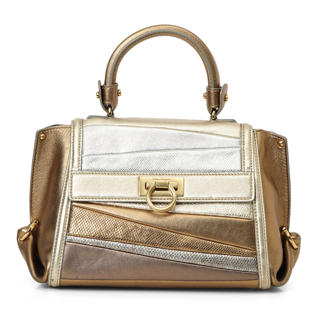 Shop pre-loved Salvatore Ferragamo Multicolor Metallic Leather