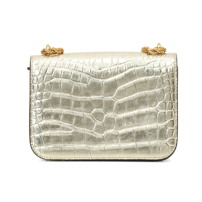 Croc-Embossed Eleanor Small Convertible Shoulder Bag
