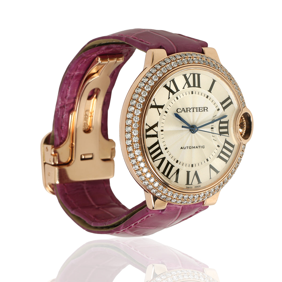 Ballon Bleu De Cartier Watch, Rose Gold , Sapphire With Diamonds 36MM