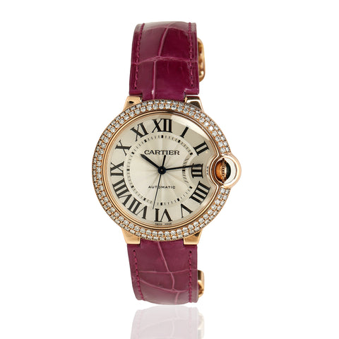 Ballon Bleu De Cartier Watch, Rose Gold , Sapphire With Diamonds 36MM