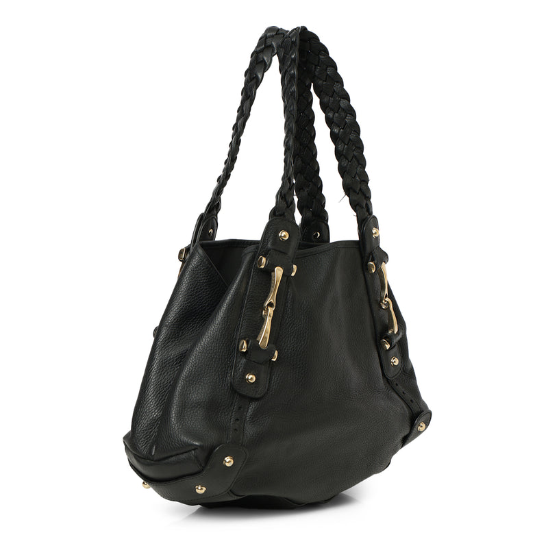 Medium Black Leather Pelham Shoulder Bag