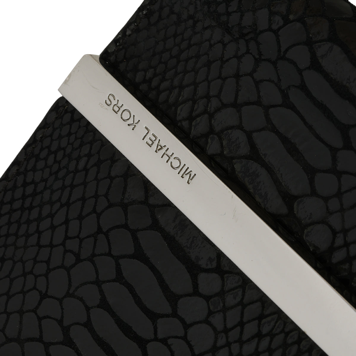 Black Python Embossed Patent Leather Shoulder Bag One Size