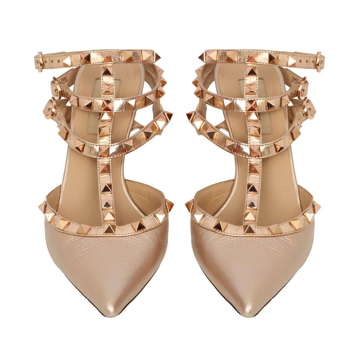 Rose Gold Rockstud Caged Pumps 37.5