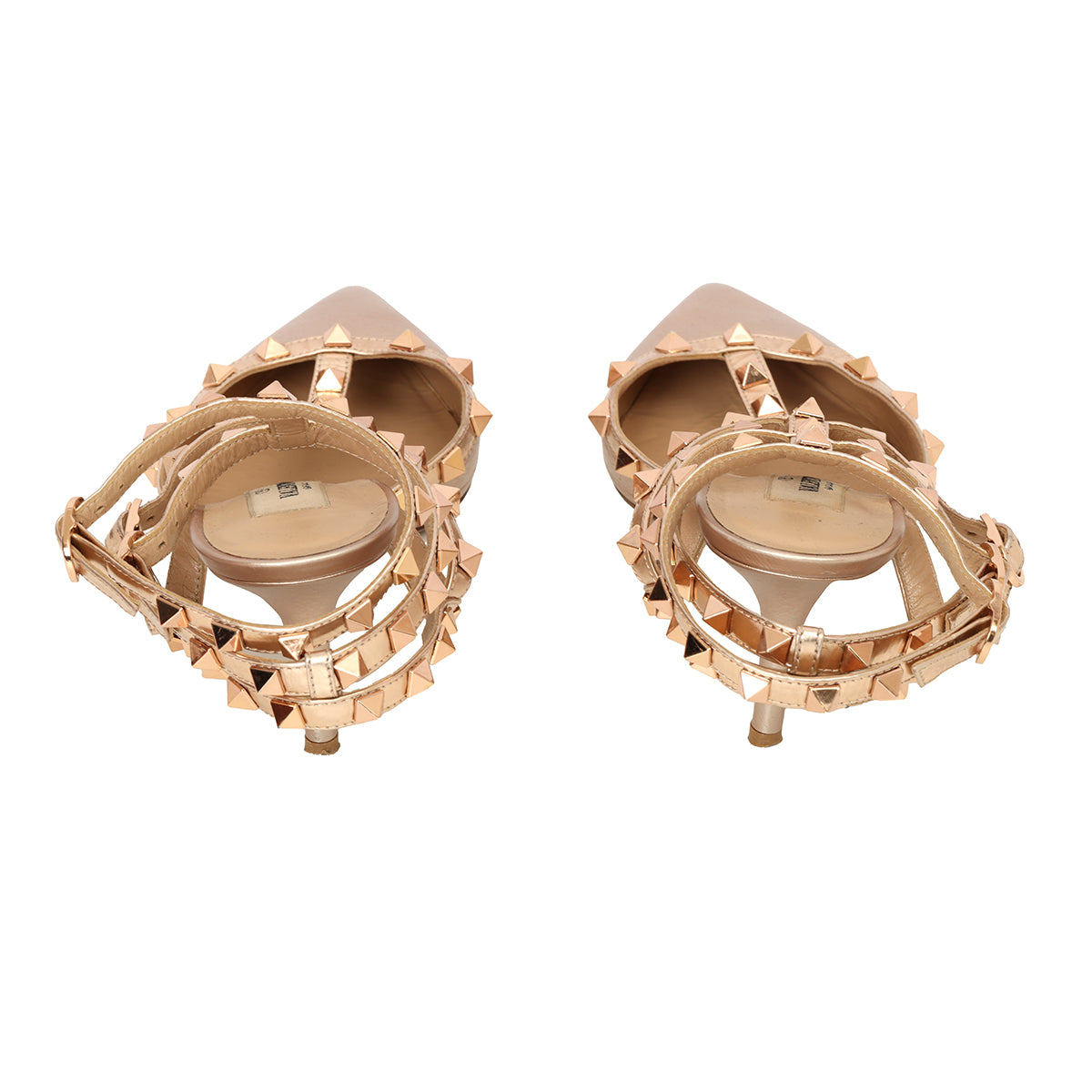 Rose Gold Rockstud Caged Pumps 37.5