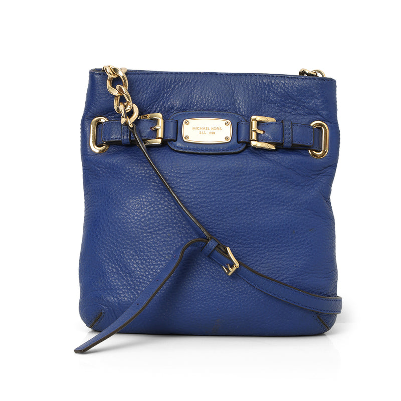 Michael Kors Hamilton Blue Pebble Leather Crossbody Mini