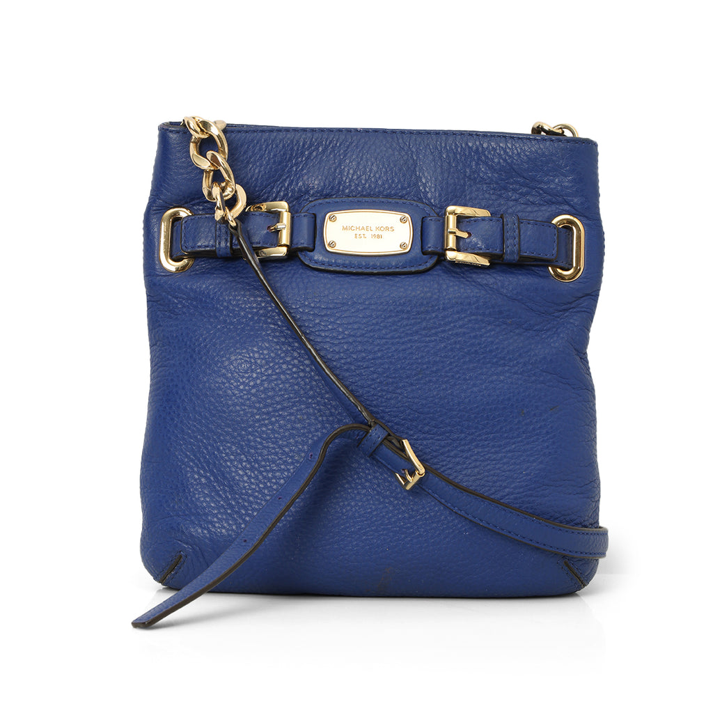 Michael Kors Hamilton Blue Pebble Leather Crossbody Mini