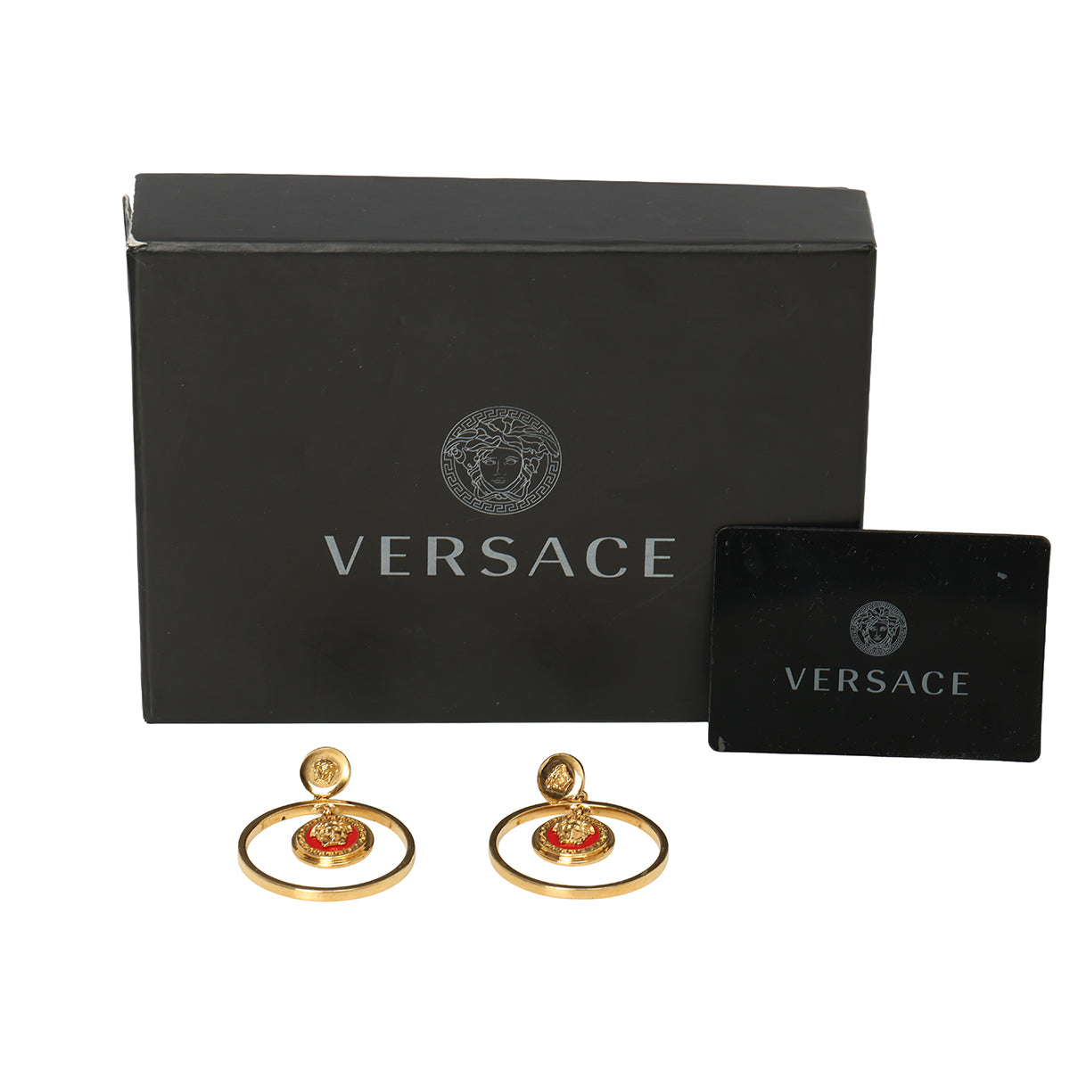 Gold Tone Medusa Hoop Earrings