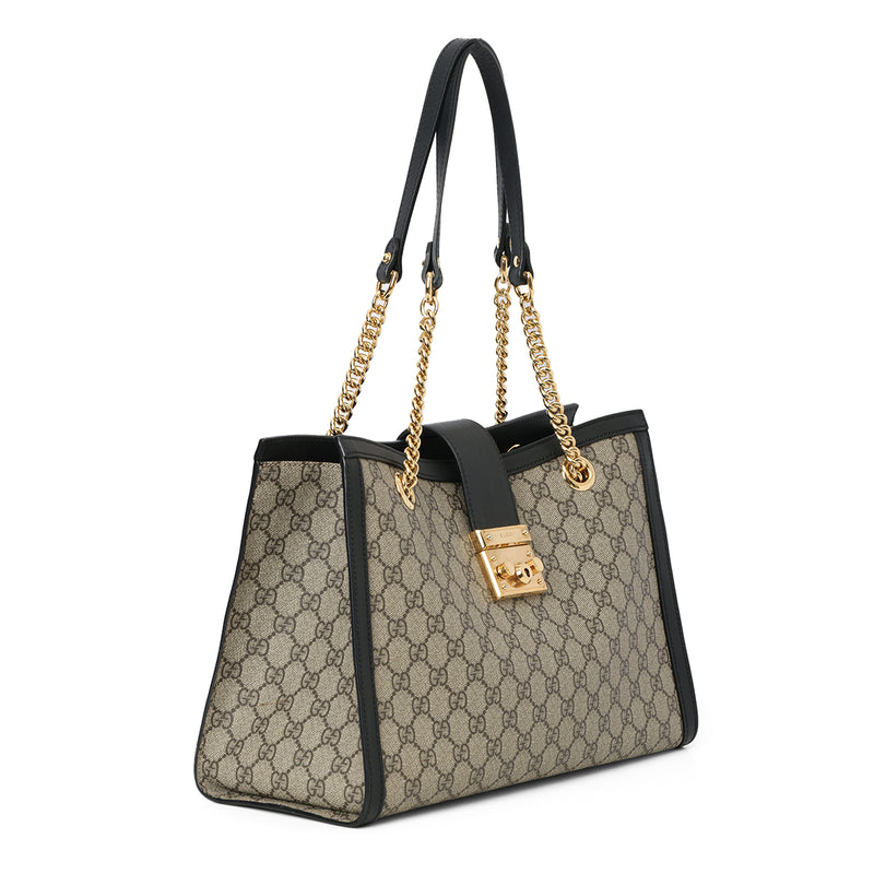 Pre-loved Gucci GG Canvas Large Padlock Tote Bag