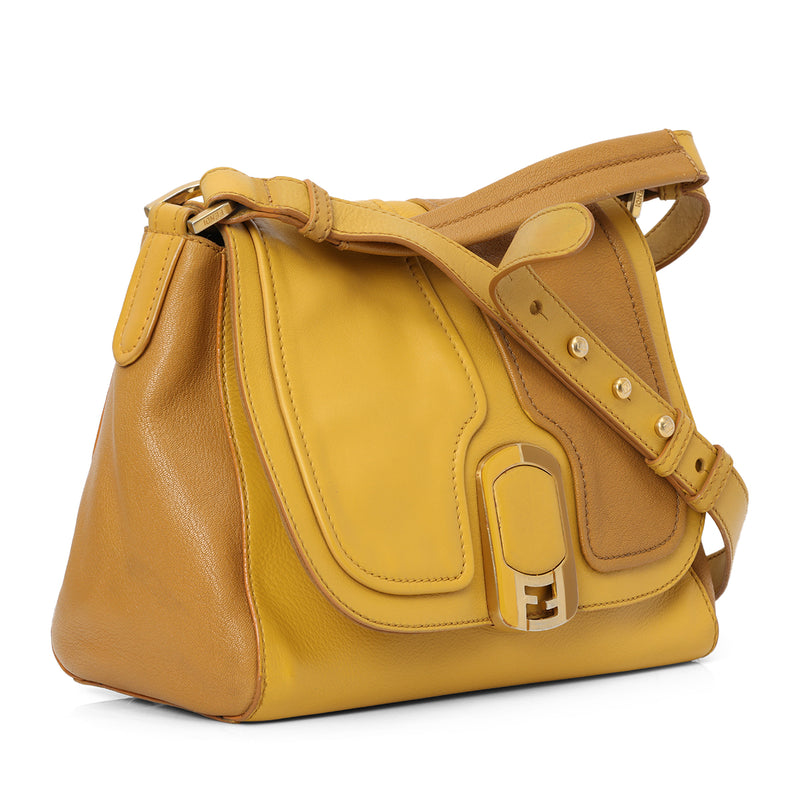 Pre-loved Fendi Yellow Colorblock Leather Medium Anna Shoulder Bag
